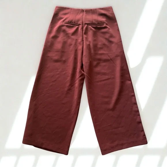 Wide-Leg Pants Elegant Burgundy - Picture 2 of 6